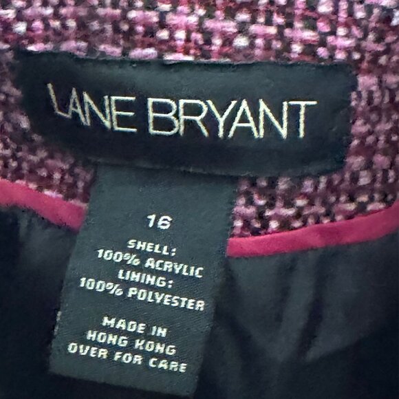 Lane Bryant Pink & Black Tweed Coat | Mid-Length | Size 16 - Picture 7 of 8